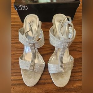 Deb Silver Sparkly Heels, size 8.5,